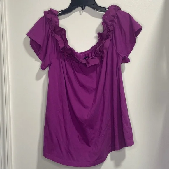 Lane Bryant Size 22/24 Fuchsia Pink Off The Shoulder Blouse Top Shirt - Picture 2 of 7